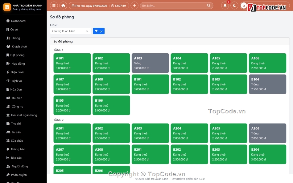 Source PHP,Quản lý nhà trọ,SQL